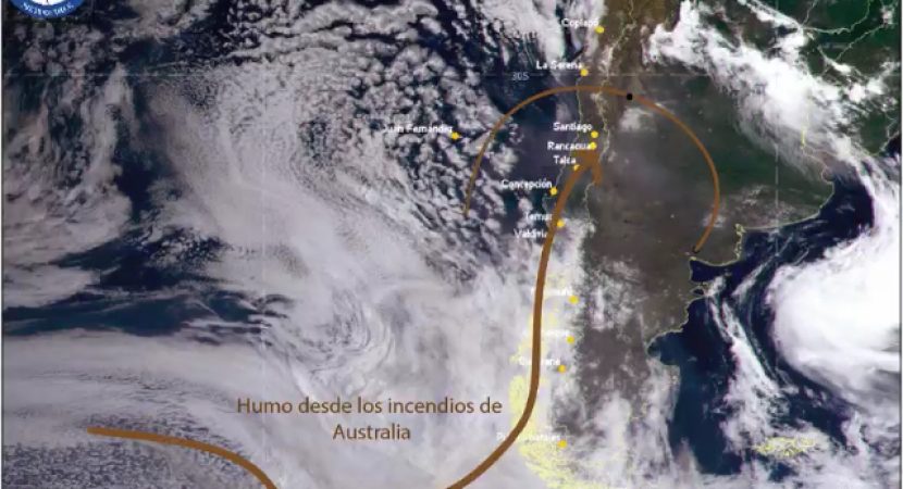 Humo de incendios forestales de Australia llega a la zona central de nuestro país