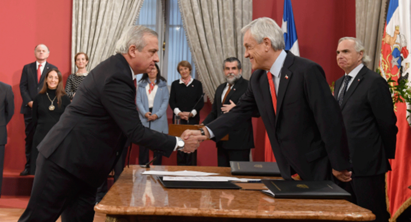 Presidente Sebastián Piñera nombra nuevos ministros en Desarrollo Social, Salud, Energía, Obras Públicas, Economía y Relaciones Exteriores