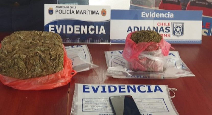 Personal de Aduana descubre 1,2 kilos de marihuana dentro de envases de cloro